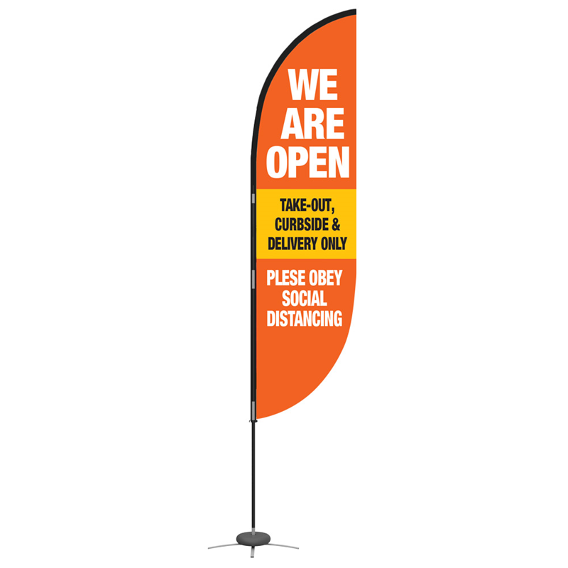 FEATHER FLAG "WE ARE OPEN" FLAG ONLY 