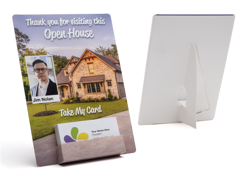 Business Card Holder Desktop Sign With Easel Business Card Pocket