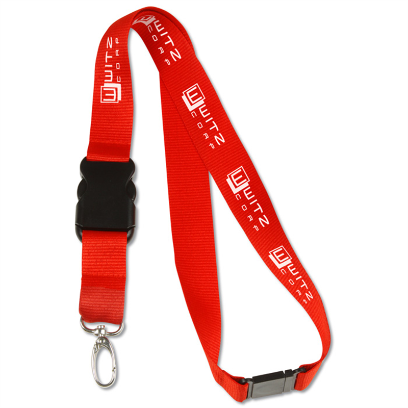 Red Exhibitor Breakaway Plastic Clip Lanyard & Double Sided Landscape Holder 